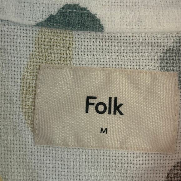 Folk Men's Button Up Textured Contour Cotton Short Sleeve Top M Medium New - Picture 8 of 8